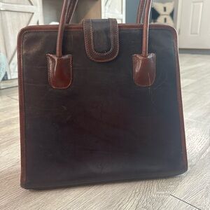 Vintage Brahmin Black Leather Shoulder Bag Tote Purse